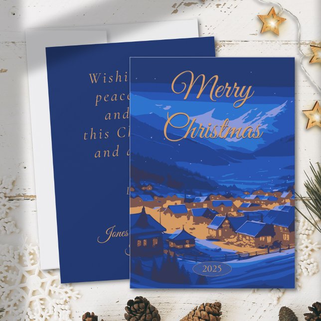 Custom Vintage Christmas Winter Village  Holiday Card (Creator Uploaded)