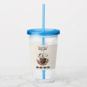 Custom Vintage Coastal Cafe Merch Acrylic Tumbler