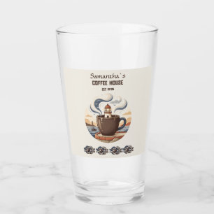 Custom Vintage Coastal Cafe Merch Glass