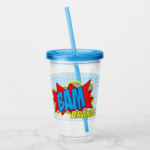 Custom Vintage Comic Book Pop Art Style BAM! Acrylic Tumbler