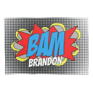 Custom Vintage Comic Book Pop Art Style BAM! Pillowcase