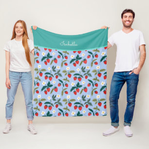Custom Vintage Cottagecore Strawberry Fleece Blanket
