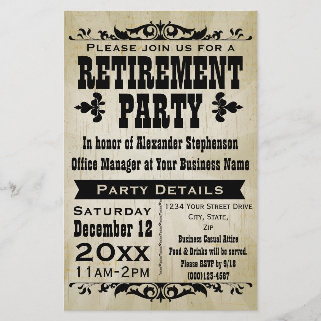 Custom Vintage Country Retirement Party Invitation (Front)