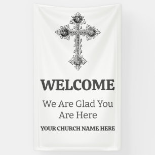 Custom Vintage Cross Church Welcome Banner