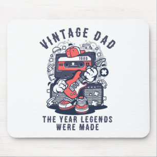 Custom Vintage Dad Legend Year Retro Cassette Mouse Mat