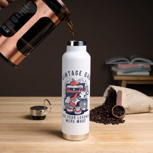 Custom Vintage Dad Legend Year Retro Cassette Water Bottle