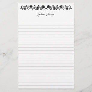 Custom Vintage Daisy and Swirls Optional Lined Stationery