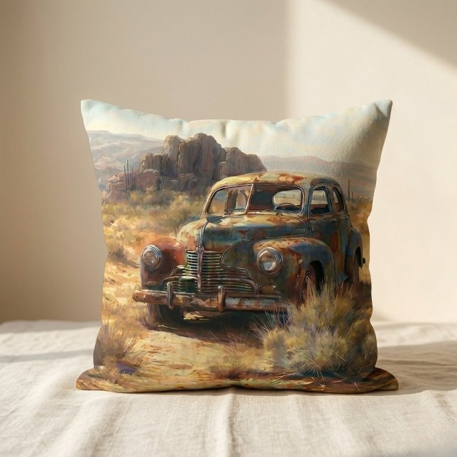 Custom Vintage Desert Car Rustic Painting Cushion (Creator Uploaded)