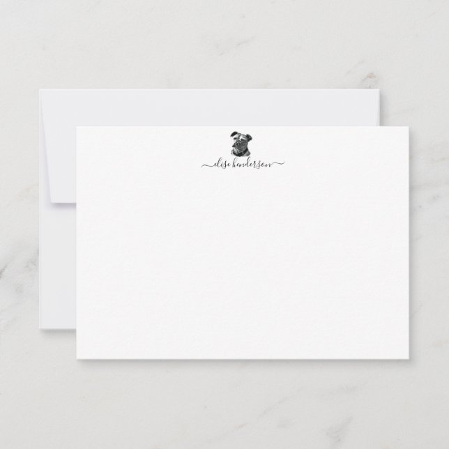 Custom Vintage Dog Bulldog Note Card (Front)
