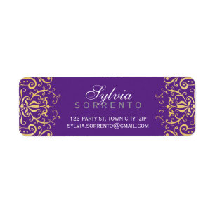 CUSTOM vintage elegant filigree damask purple gold