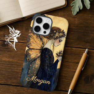 Custom Vintage Fairy Navy and Gold iPhone 16 Pro Max Case