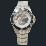 Custom vintage family photo with text watch<br><div class="desc">A great gift for your partner,  husband or wife. Make a good with a personalised photo watch,  add Your favourite photo from a summer vacation,  travel,  kids,  your wedding or any other great moment in your relation. Black roman numbers and editable date.</div>