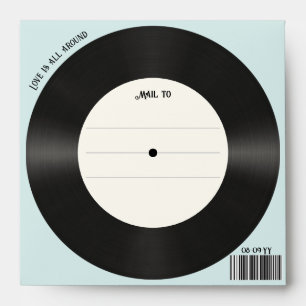 Custom Vintage Faux Vinyl Record Photo Wedding Envelope