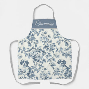 Custom Vintage Floral Dog Pattern Apron with Name