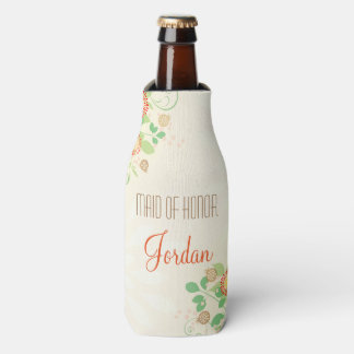 Custom Vintage Floral Maid of Honour Bottle Cooler