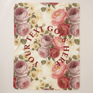 Custom Vintage Floral Personalised Sherpa Blanket