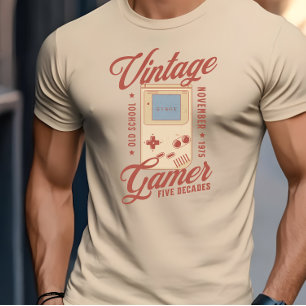 Custom Vintage Gamer Retro Gaming 50th Birthday T-Shirt