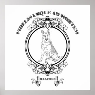 Custom Vintage German Shepherd Crest - Dark Academ Poster