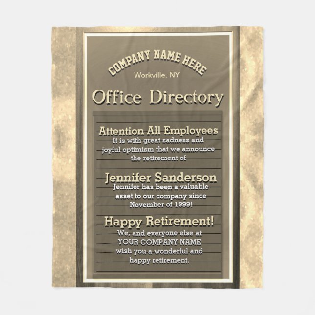 Custom Vintage Gold Retirement Sign Fleece Blanket (Front)