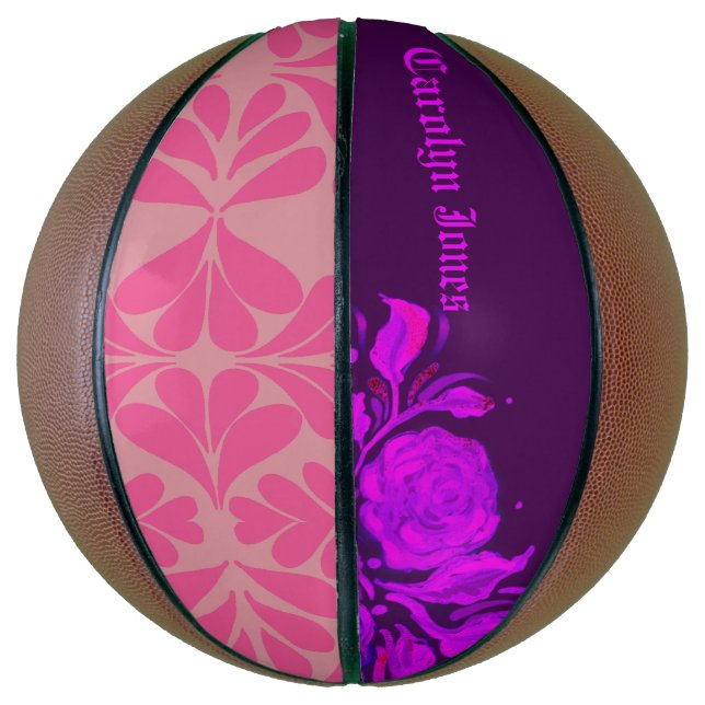 Custom Vintage Gothic Rose Engraving Basketball (Vertical)