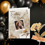 Custom Vintage Granddaughter Photo Birthday Card<br><div class="desc">Make your granddaughter’s birthday extra special with this elegant vintage-style photo card, thoughtfully designed just for her. This card features a warm antique paper background, a sunflower accent, a gift illustration, and a Polaroid-style frame where you can upload your own photo. Every detail is fully customisable: ✨ Granddaughter’s name 📆...</div>