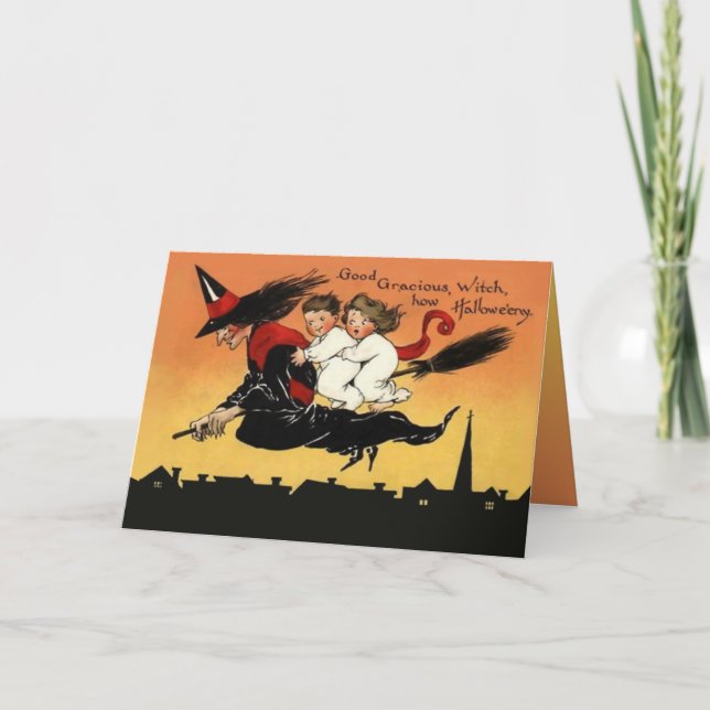 Custom Vintage Halloween Greeting Card (Front)