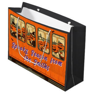 Custom Vintage Halloween Train Kids Goodie Party Large Gift Bag
