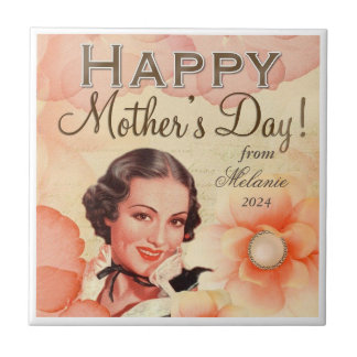 Custom Vintage Happy Mother's Day Ceramic Tile