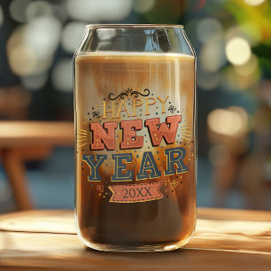 Custom Vintage Happy New Year Eve Design Unique Can Glass
