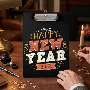 Custom Vintage Happy New Year Eve Design Unique Clipboard