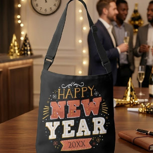 Custom Vintage Happy New Year Eve Design Unique Crossbody Bag