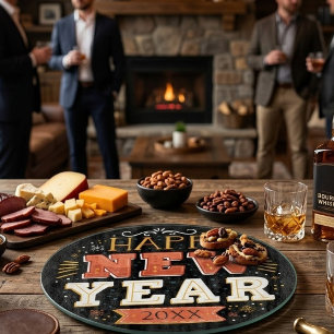 Custom Vintage Happy New Year Eve Design Unique Cutting Board