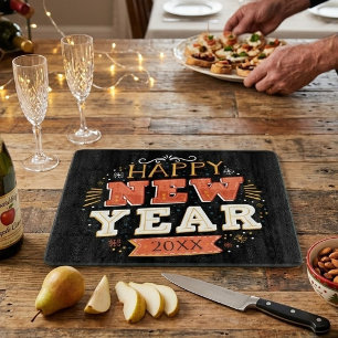 Custom Vintage Happy New Year Eve Design Unique Cutting Board