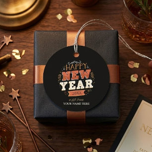 Custom Vintage Happy New Year Eve Design Unique Favour Tags