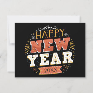 Custom Vintage Happy New Year Eve Design Unique Holiday Card