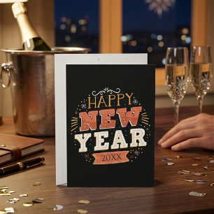 Custom Vintage Happy New Year Eve Design Unique Holiday Card