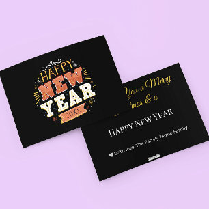 Custom Vintage Happy New Year Eve Design Unique Holiday Card