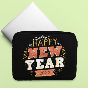 Custom Vintage Happy New Year Eve Design Unique Laptop Sleeve