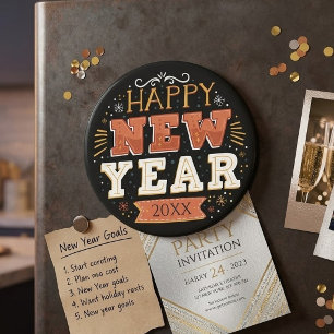 Custom Vintage Happy New Year Eve Design Unique Magnet