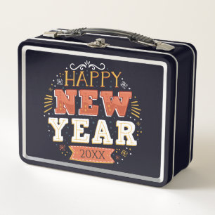Custom Vintage Happy New Year Eve Design Unique Metal Lunch Box