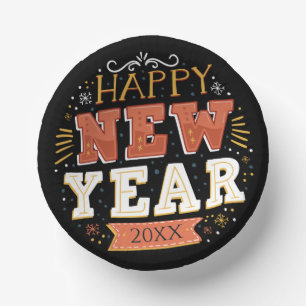 Custom Vintage Happy New Year Eve Design Unique Paper Plate