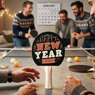 Custom Vintage Happy New Year Eve Design Unique Ping Pong Paddle