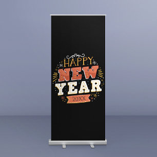 Custom Vintage Happy New Year Eve Design Unique Retractable Banner