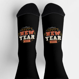 Custom Vintage Happy New Year Eve Design Unique Socks