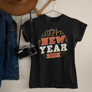 Custom Vintage Happy New Year Eve Design Unique T-Shirt