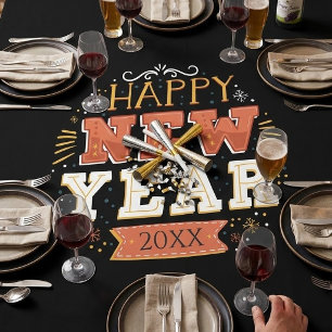 Custom Vintage Happy New Year Eve Design Unique Tablecloth