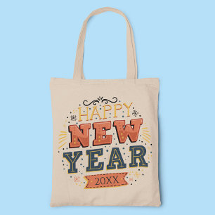 Custom Vintage Happy New Year Eve Design Unique Tote Bag