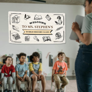 Custom Vintage History Teacher Classroom Welcome Banner
