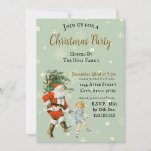 Custom Vintage Holiday Christmas Santa Invitation