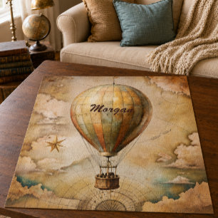 Custom Vintage Hot Air Balloon Antique Travel Jigsaw Puzzle